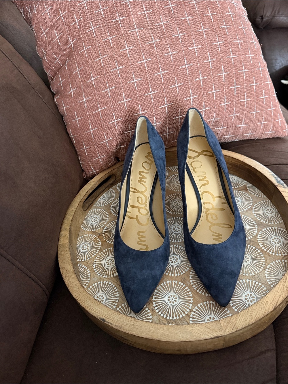 Sam Edelman Navy Suede Pointed Toe Pumps